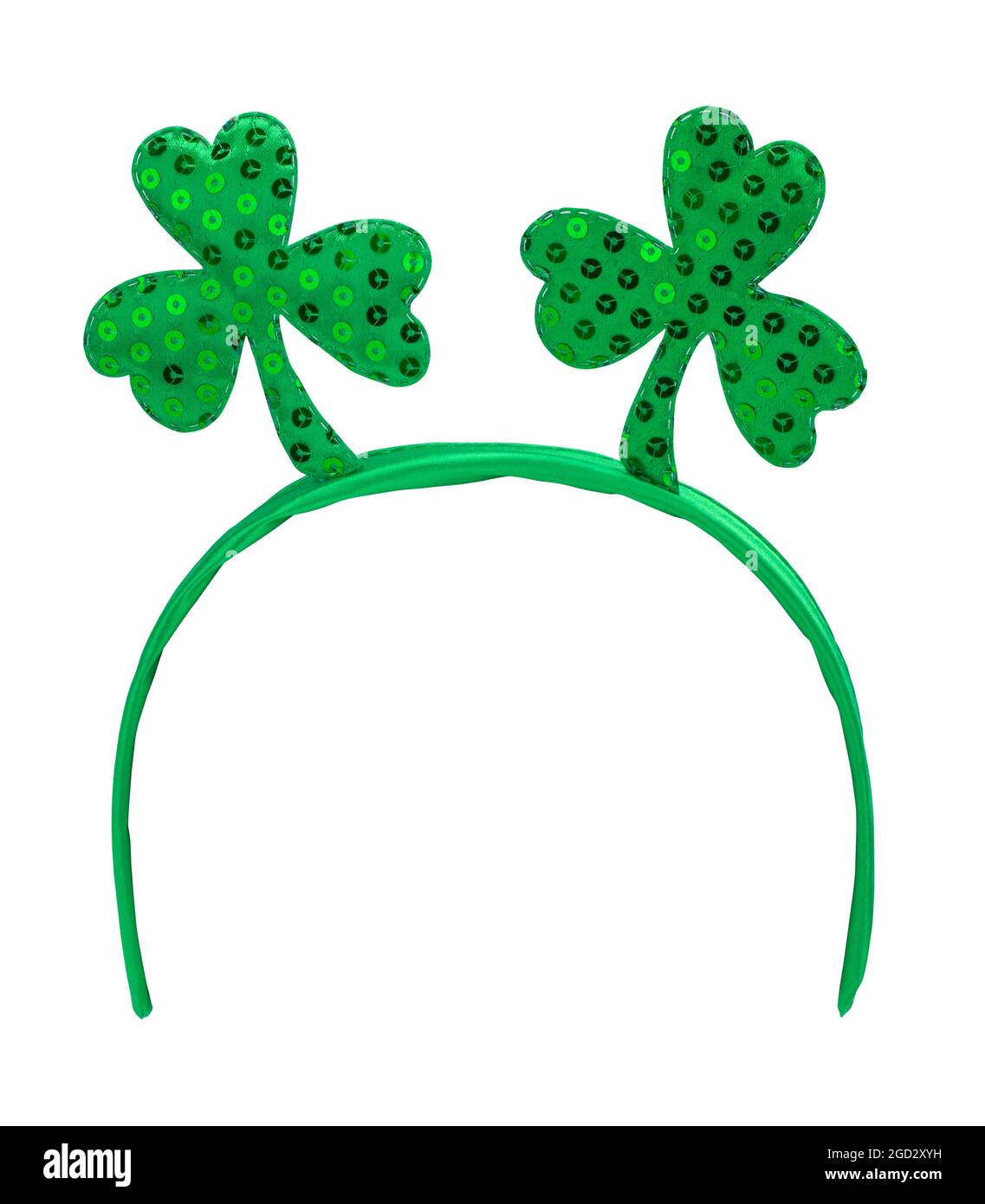 St. Patrick's Day Green Shamrock Stirnband auf Weiß geschnitten. Stockfoto