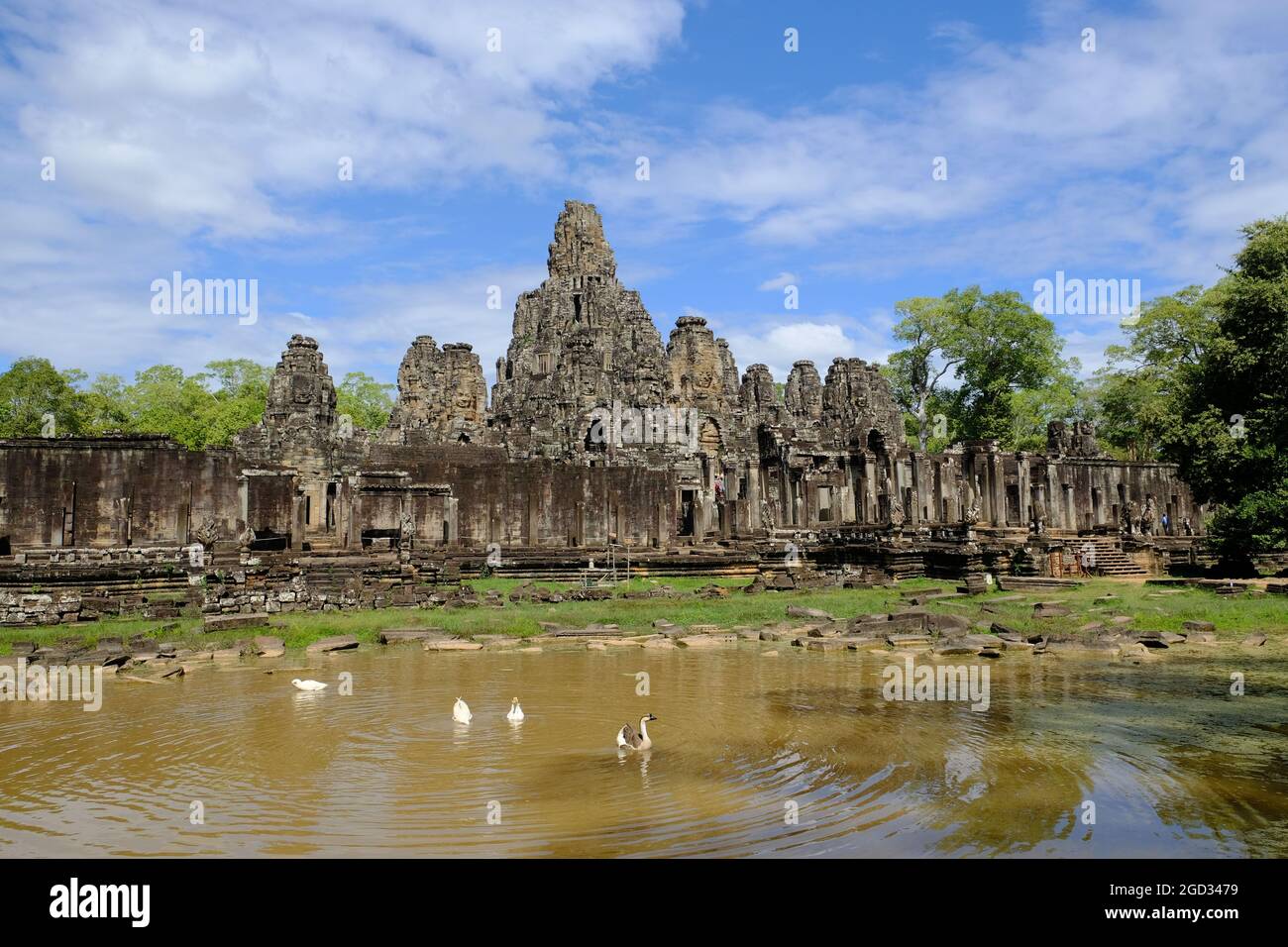 Kambodscha Krong Siem Reap Angkor Wat - Seitenfassade des Bayon-Tempels Stockfoto