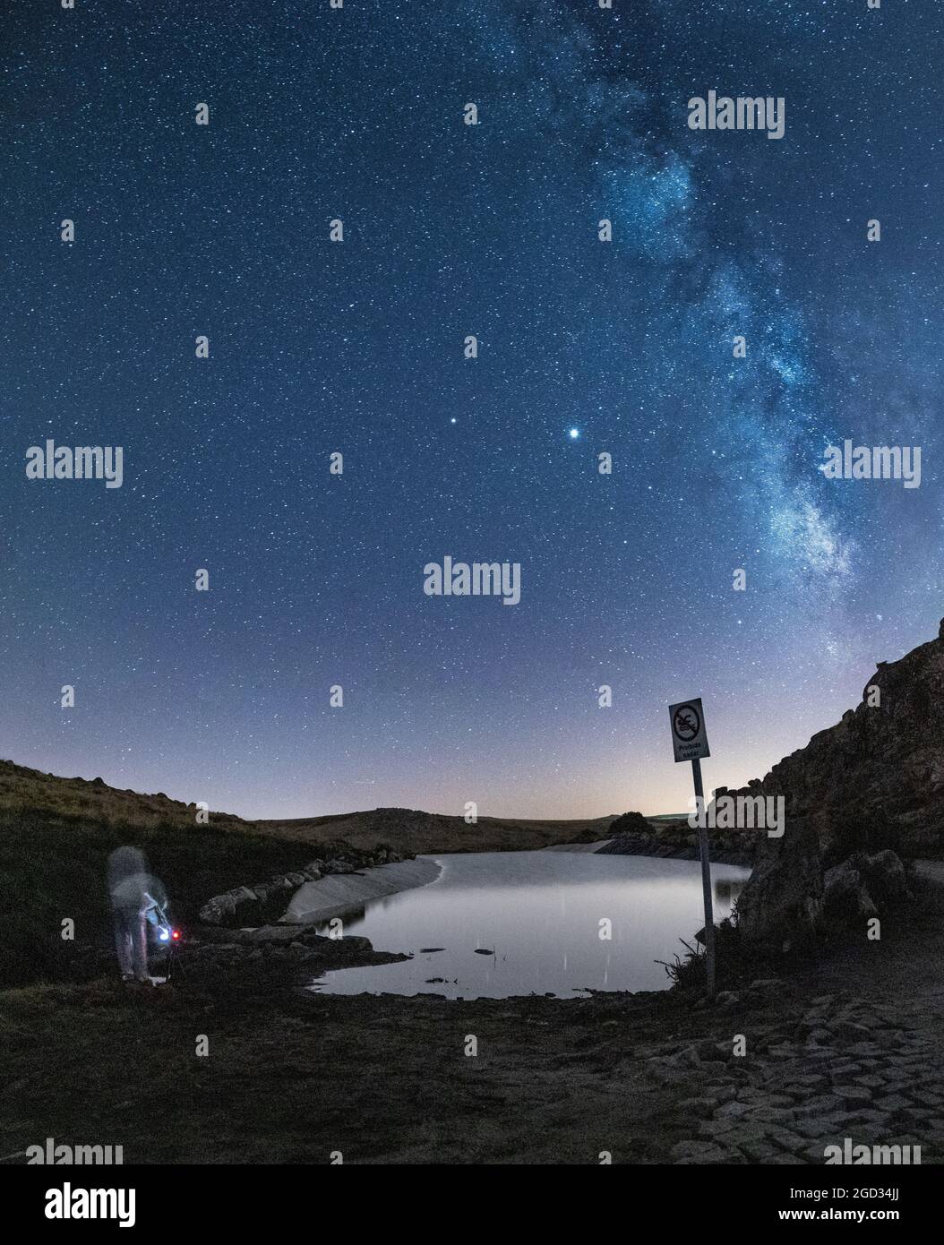 Via Lactea und ein Astrofotograf Stockfoto