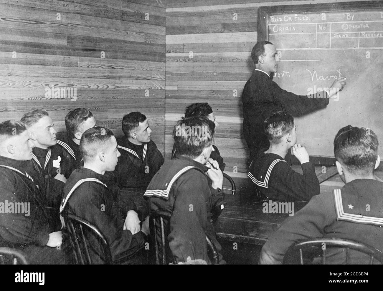 Great Lakes Naval Trainingsstation Funkklasse ca. zwischen 1909 und 1920 Stockfoto