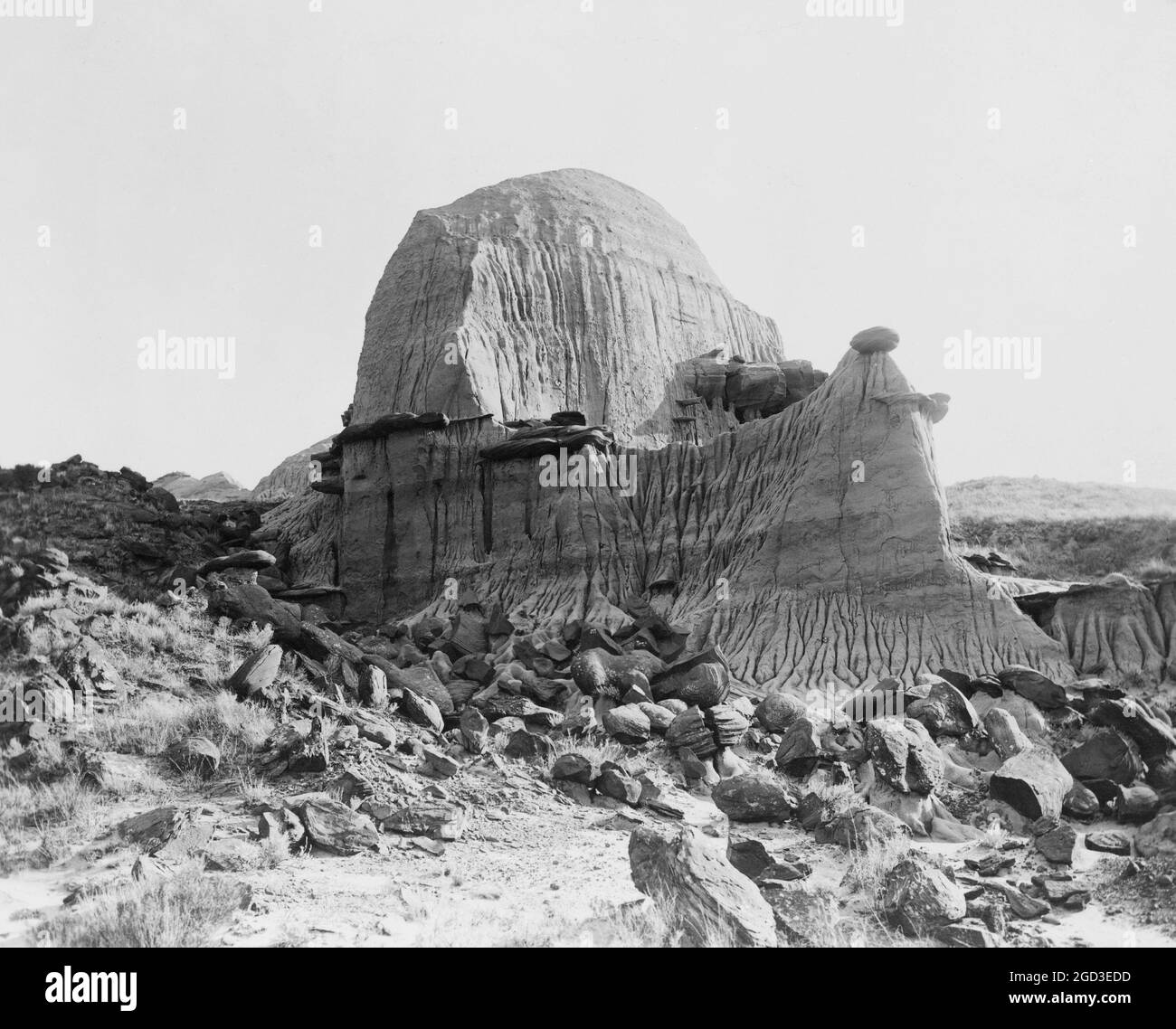 Tea Kettle Butte, Pyramid Park, North Dakota, an der Northern Pacific Railway Ca. 1909 Stockfoto