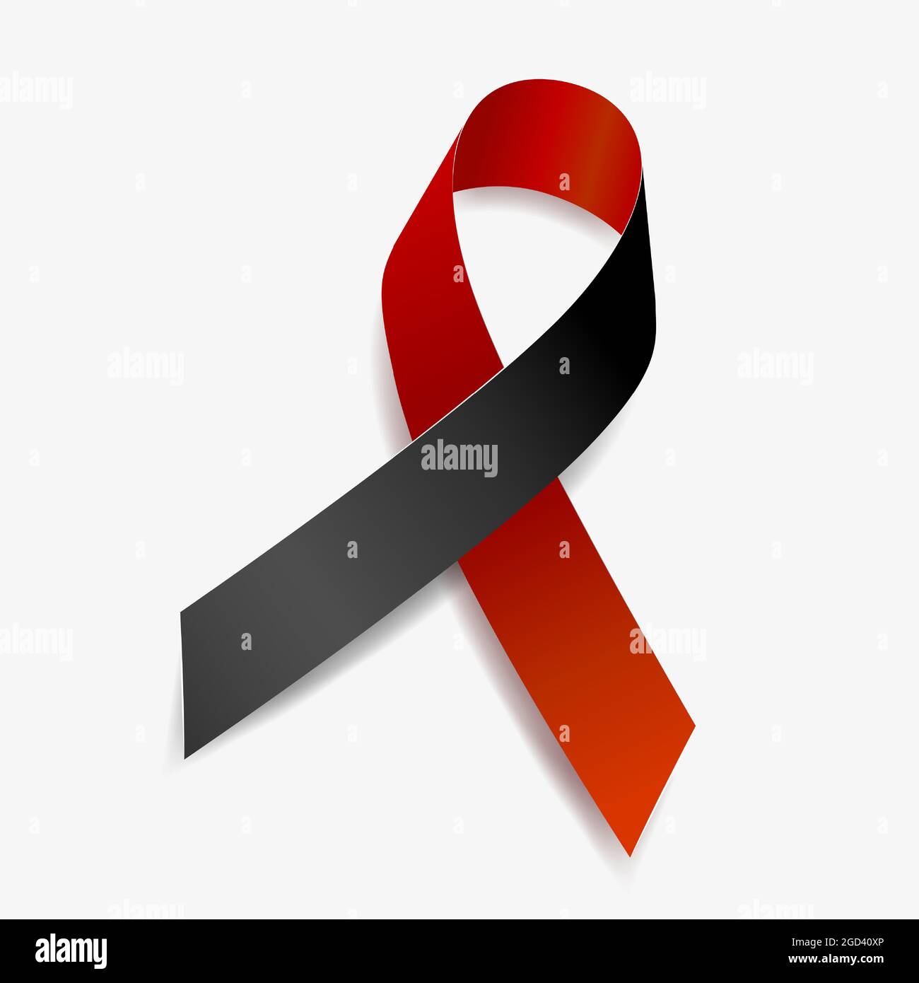 Bewusstsein für rote und schwarze Bänder Schwarze Leben Materie, Mordopfer, Sepsis. Isoliert auf weißem Hintergrund. Vektorgrafik. Stock Vektor