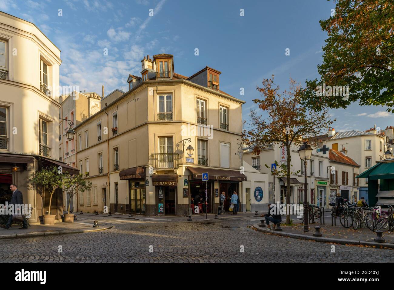 FRANKREICH, PARIS (75013), BUTTE-AUX-CAILLES, RUE DES CINQ DIAMANTS Stockfoto