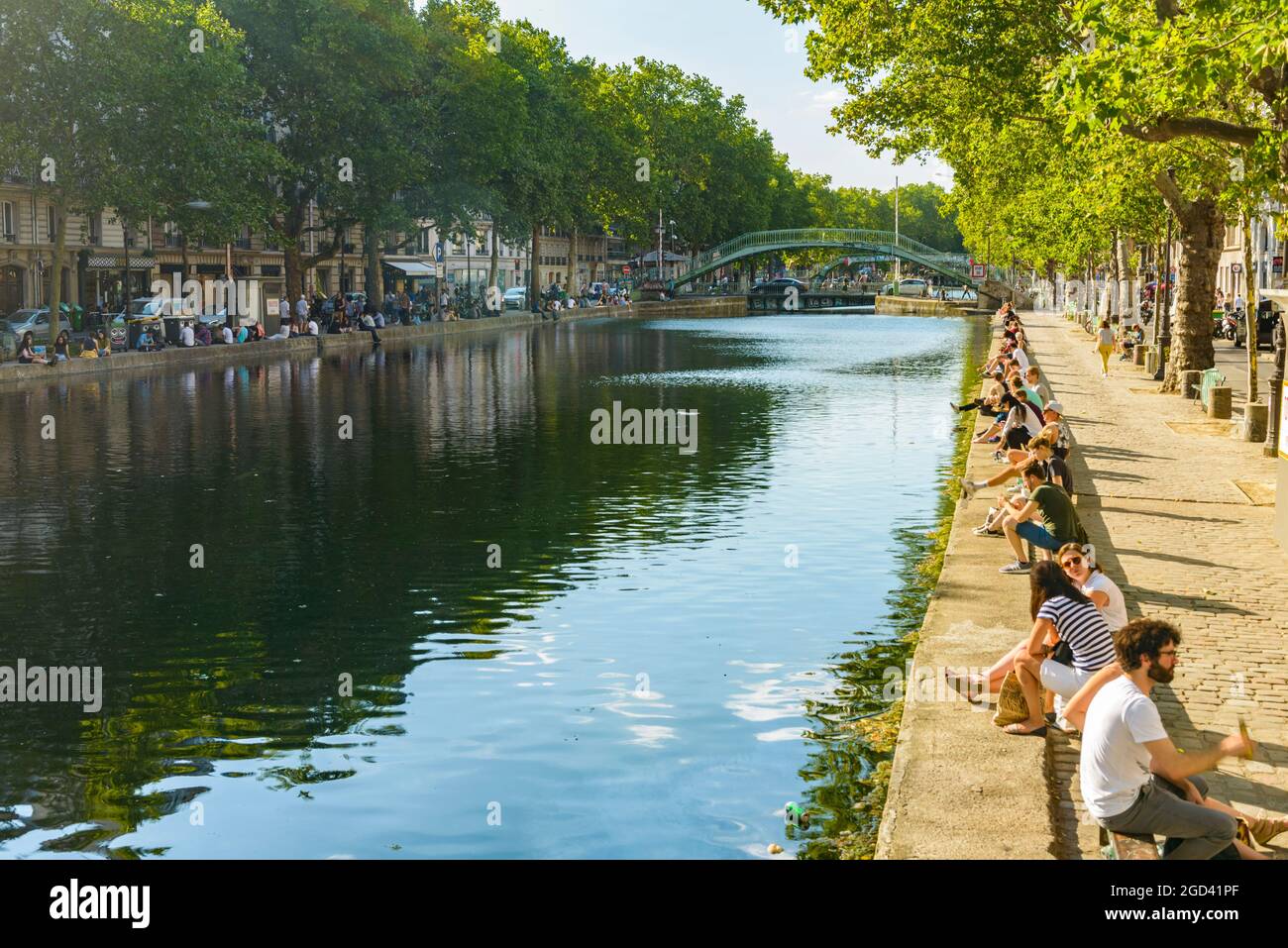FRANKREICH, PARIS (75010), CANAL SAINT-MARTIN UND QUAI DE VALMY Stockfoto