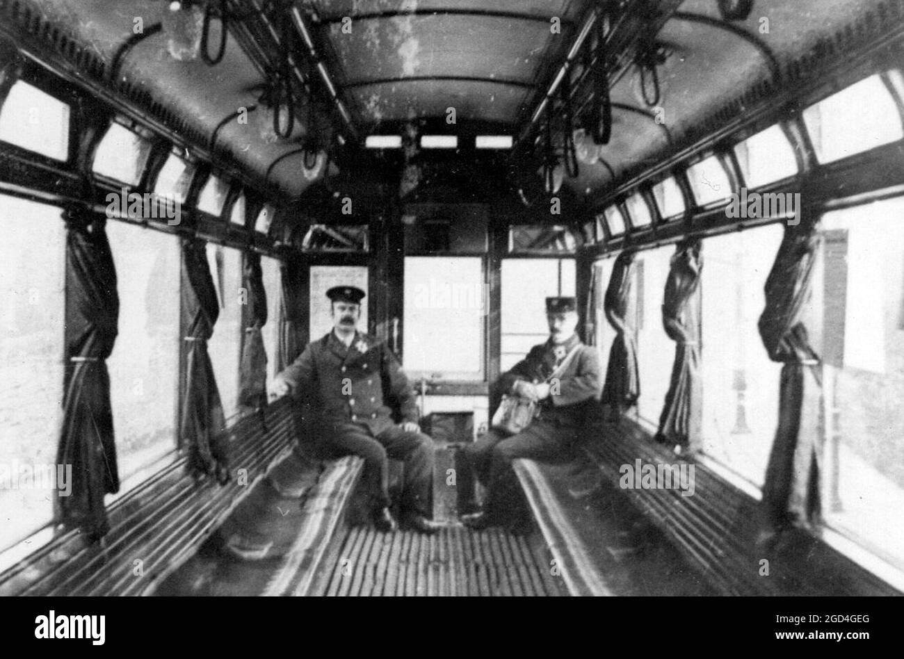 In einer Straßenbahn von Burnley, wahrscheinlich in den 1930er Jahren Stockfoto