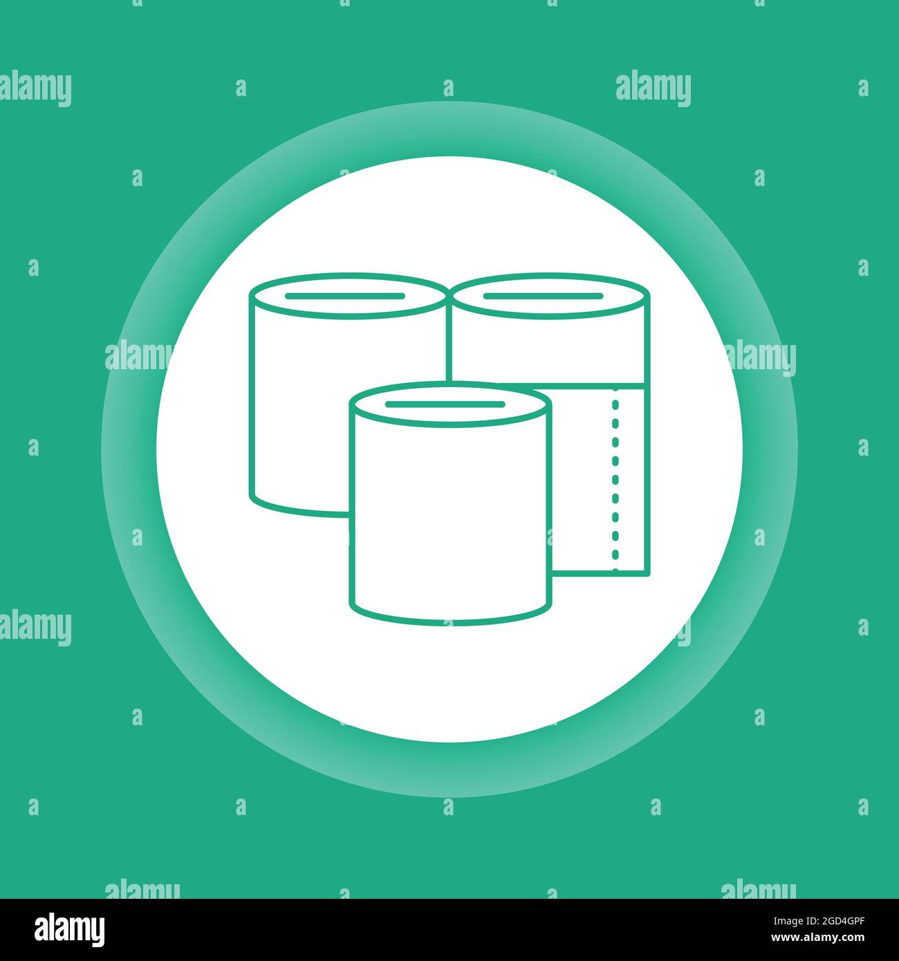 Symbol für die Farbschaltfläche der Toilettenpapier-Rollen. Tägliches Hygieneprodukt. Stock Vektor