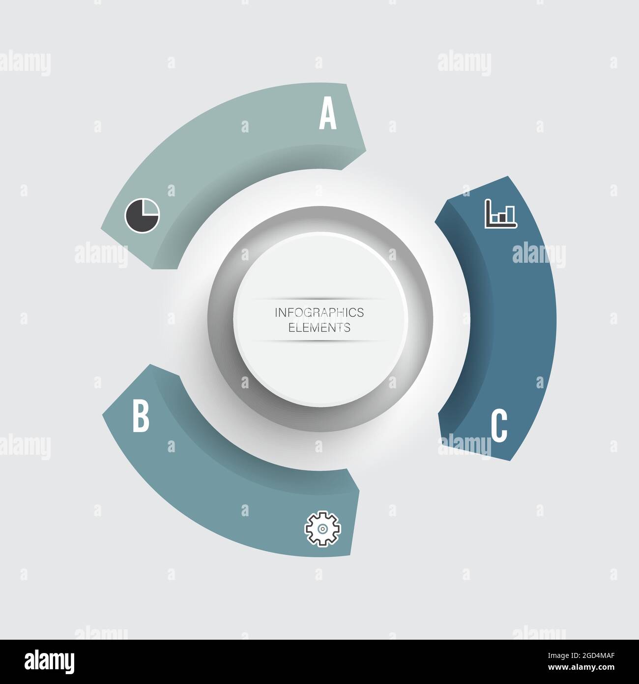 Abstrakte Elemente der Grafik Infografik Vorlage mit Etikett, integrierte Kreise. Geschäftskonzept mit 3 Optionen. Für Inhalt, Diagramm, Flussdiagramm, Schritt Stock Vektor