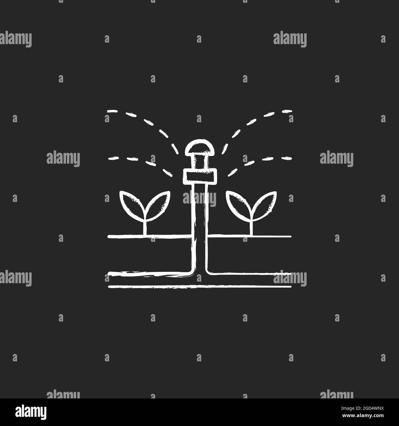 Kreide weißes Symbol für Bewässerungsgerät auf dunklem Hintergrund Stock Vektor