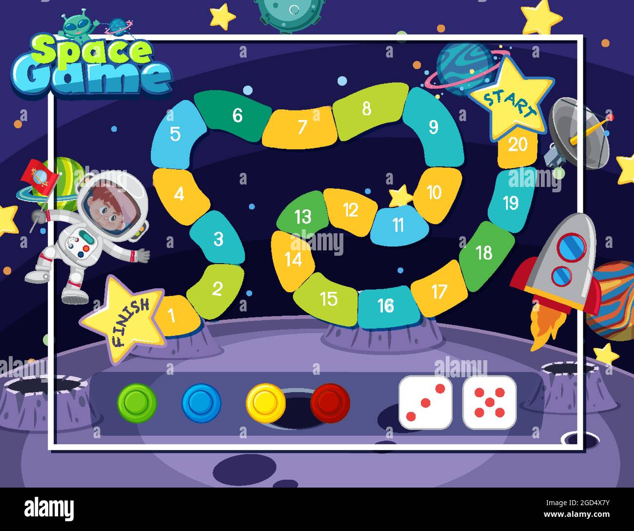 Snake Leiter Board Spiel für Kinder Vorlage Illustration Stock Vektor