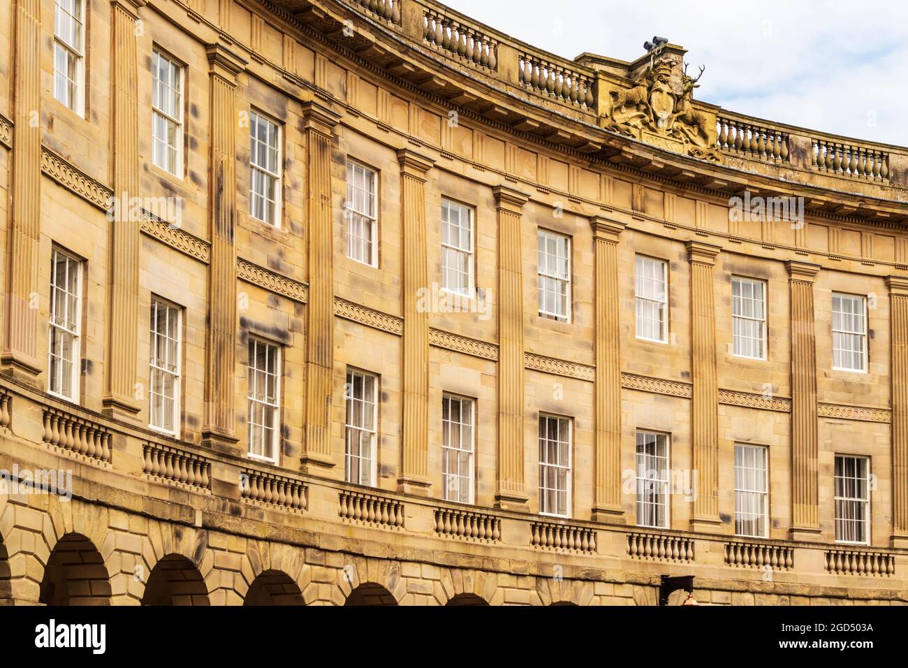 Das Buxton Crescent Hotel wurde kürzlich nach umfangreichen Renovierungsarbeiten als 5-Sterne-Hotel eröffnet. Durchgeführt von Ensan Hotels Stockfoto