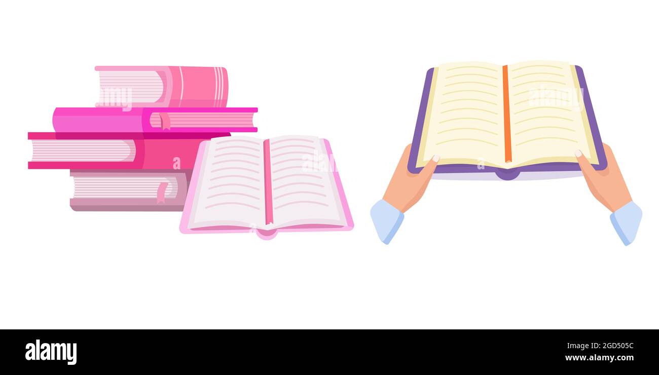 Set Bücher rosa. Buch öffnen . Vektorgrafik Stock Vektor