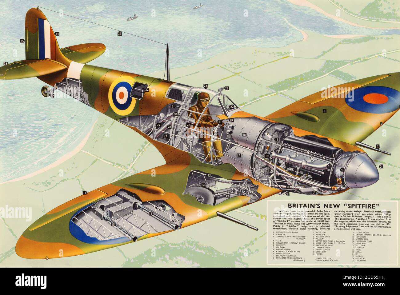 Großbritanniens neue 'Spitfire' – 1942 - 1945. Fotomechanischen Druck Stockfoto