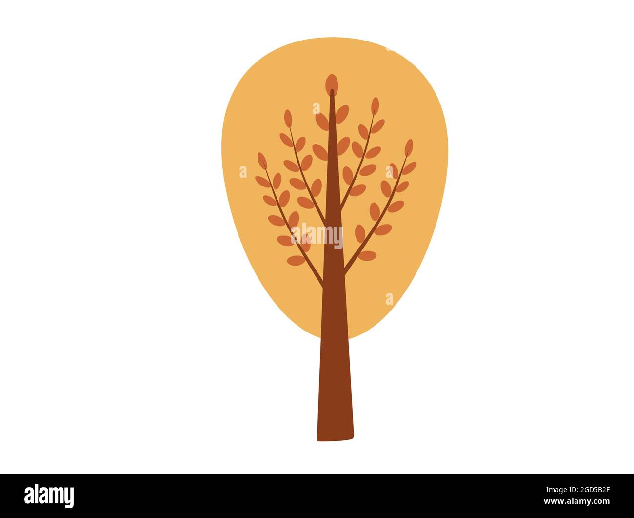 Ein gewisser herbstlicher gelber Baum auf weißem Hintergrund Stock Vektor