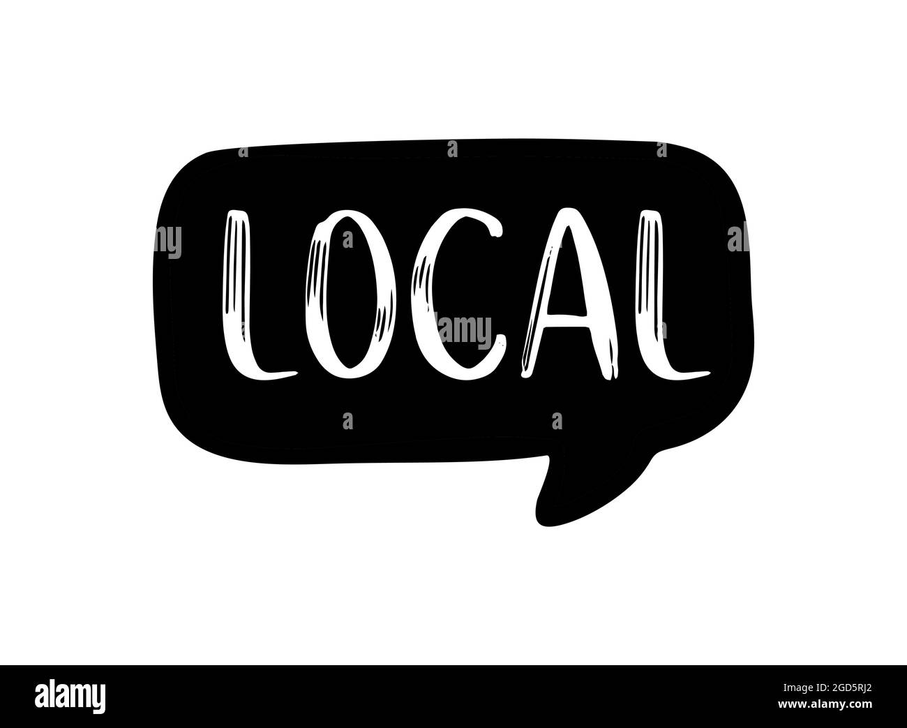 Hand skizzierte LOKALES Wort als Anzeige, Web-Banner. Schriftzug für Banner, Header, Werbung, Ankündigung Stock Vektor