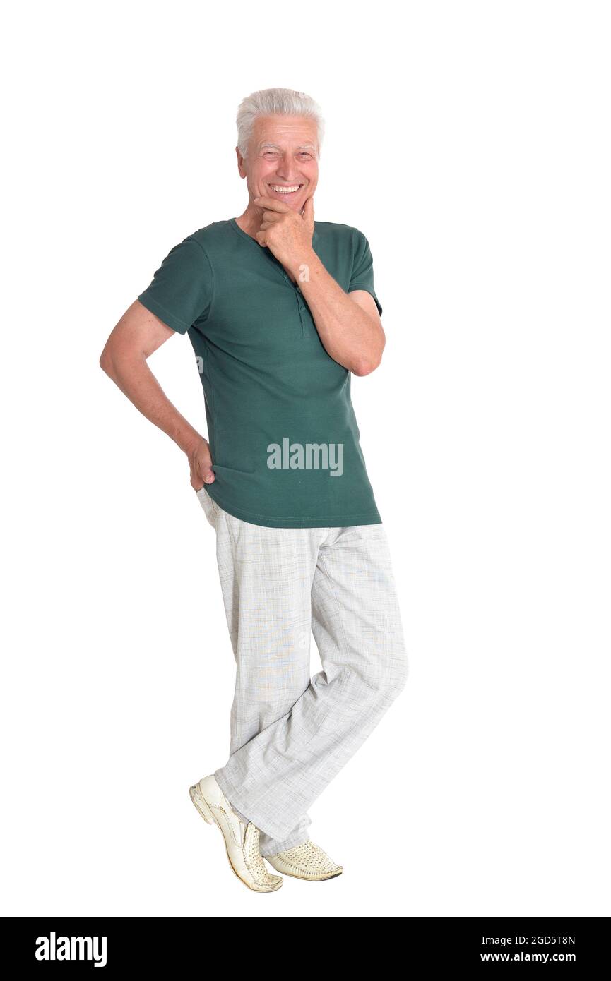 Portrait eines älteren Mannes isoliert Posing Stockfoto