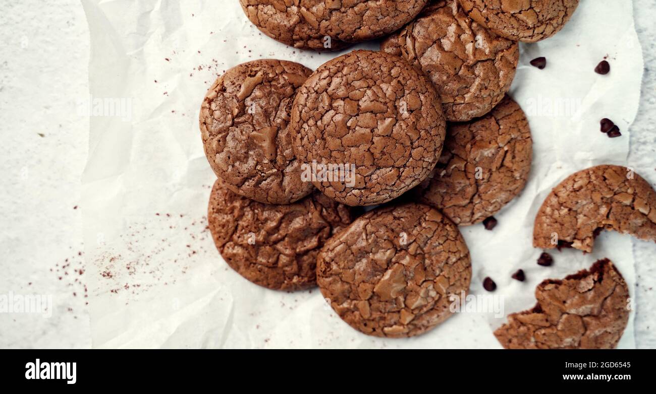 Hausgemachte Brownie-Kekse mit Fudge Stockfoto