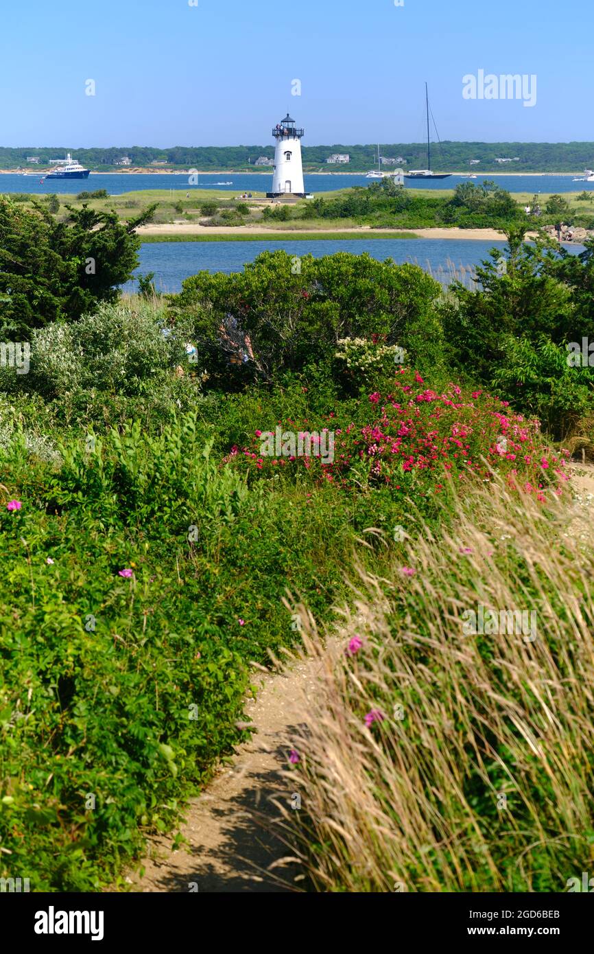 Edgartown Harbour Lighthouse auf Martha's Vineyard Island Stockfoto