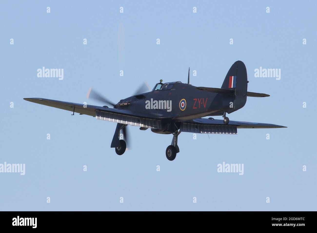 Die Battle of Britain Memorial Flights Hawker der Hawker-Hort Mk IIC landete bei RAF Coningsby. Stockfoto