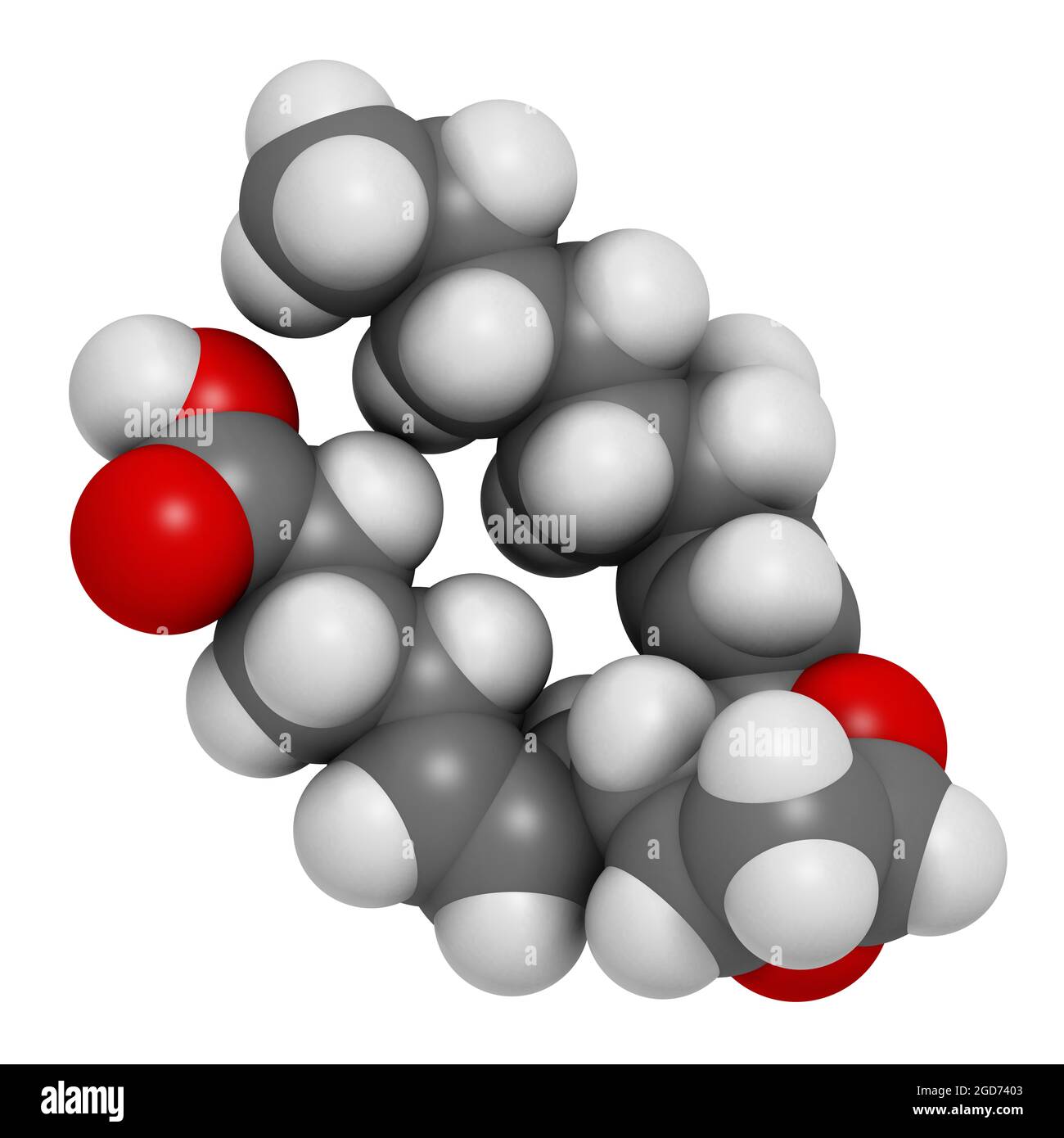 Thromboxan A2 (TXA2)-Molekül. 3D-Rendering. Stockfoto