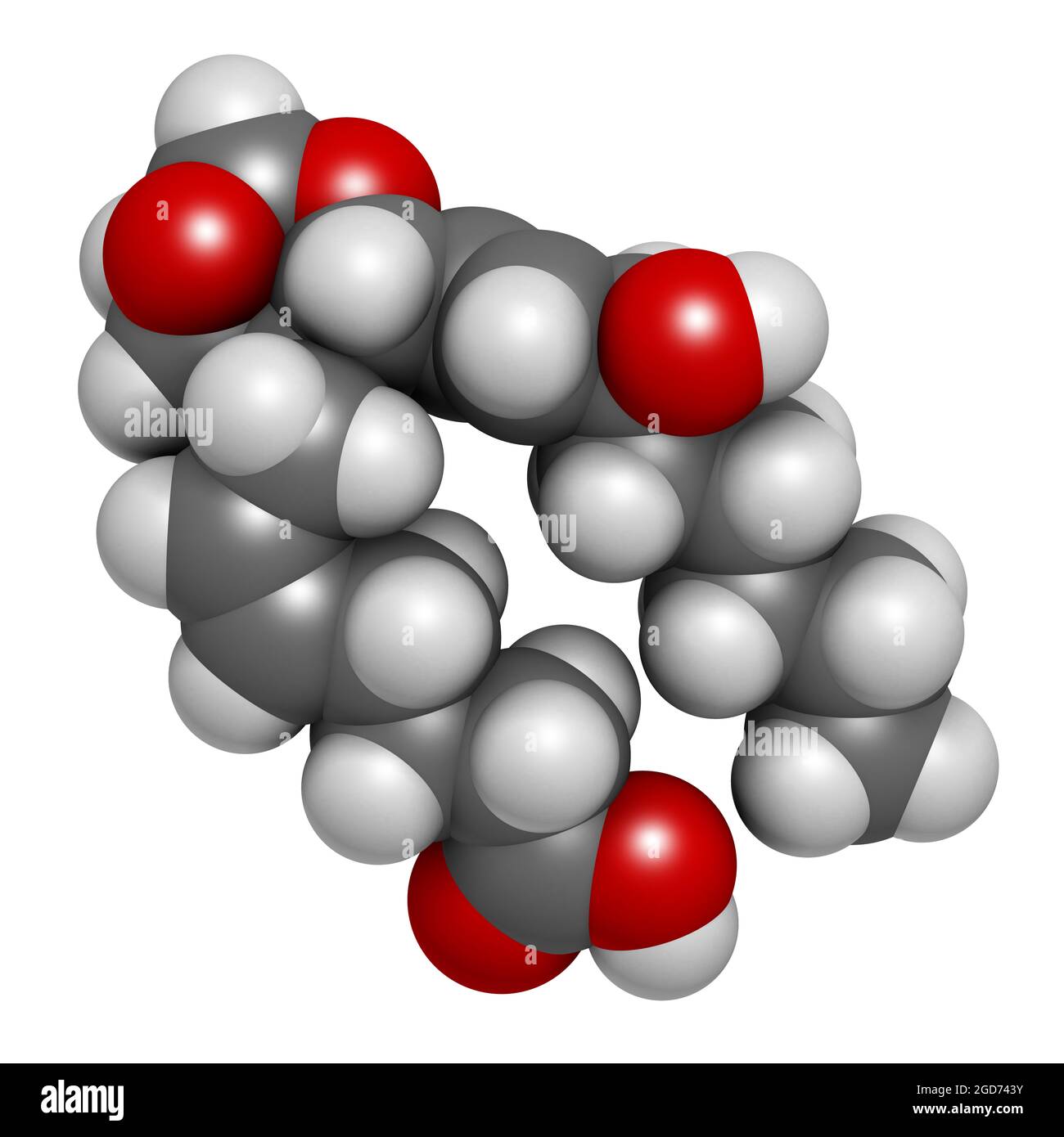 Thromboxan A2 (TXA2)-Molekül. 3D-Rendering. Stockfoto