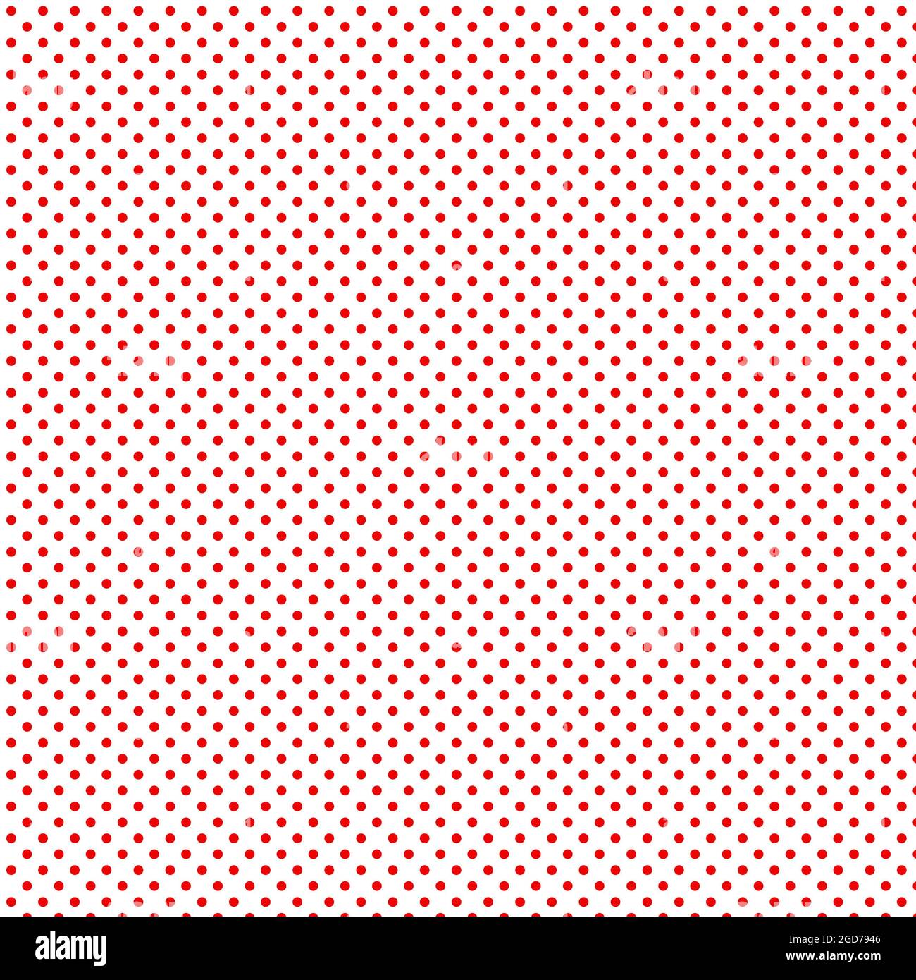 Kleine rote Tupfen auf weißem Muster 12x12 digitales Papier geometrischen abstrakten Hintergrund. Klassische kleine Kreise ideal für Grafikdesign, Seitenelemente Stockfoto