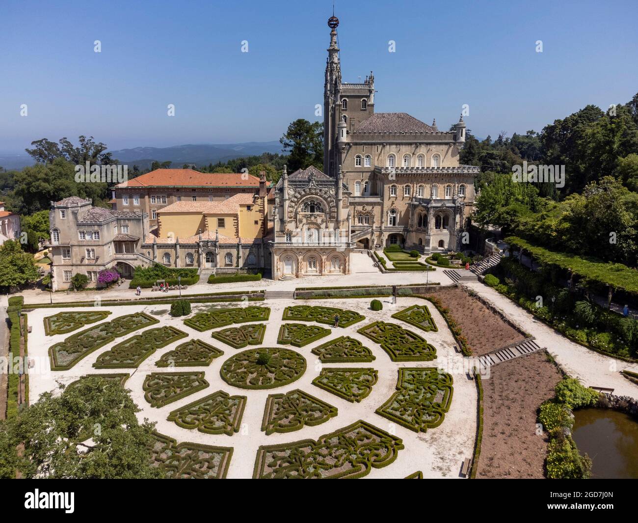 Luftaufnahme des Bussaco Palace Hotels, Serra do Bussaco, Portugal Stockfoto
