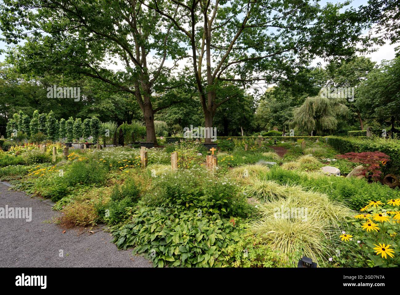 Moderner Bestattungsgarten in köln auf dem Melaten melaten Friedhof Stockfoto