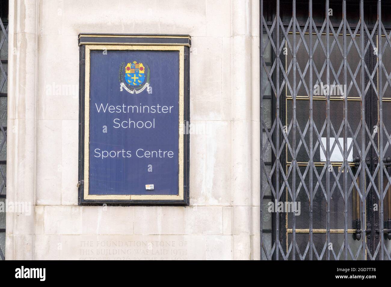 Westminster School Sport Center Eingang London England Stockfoto