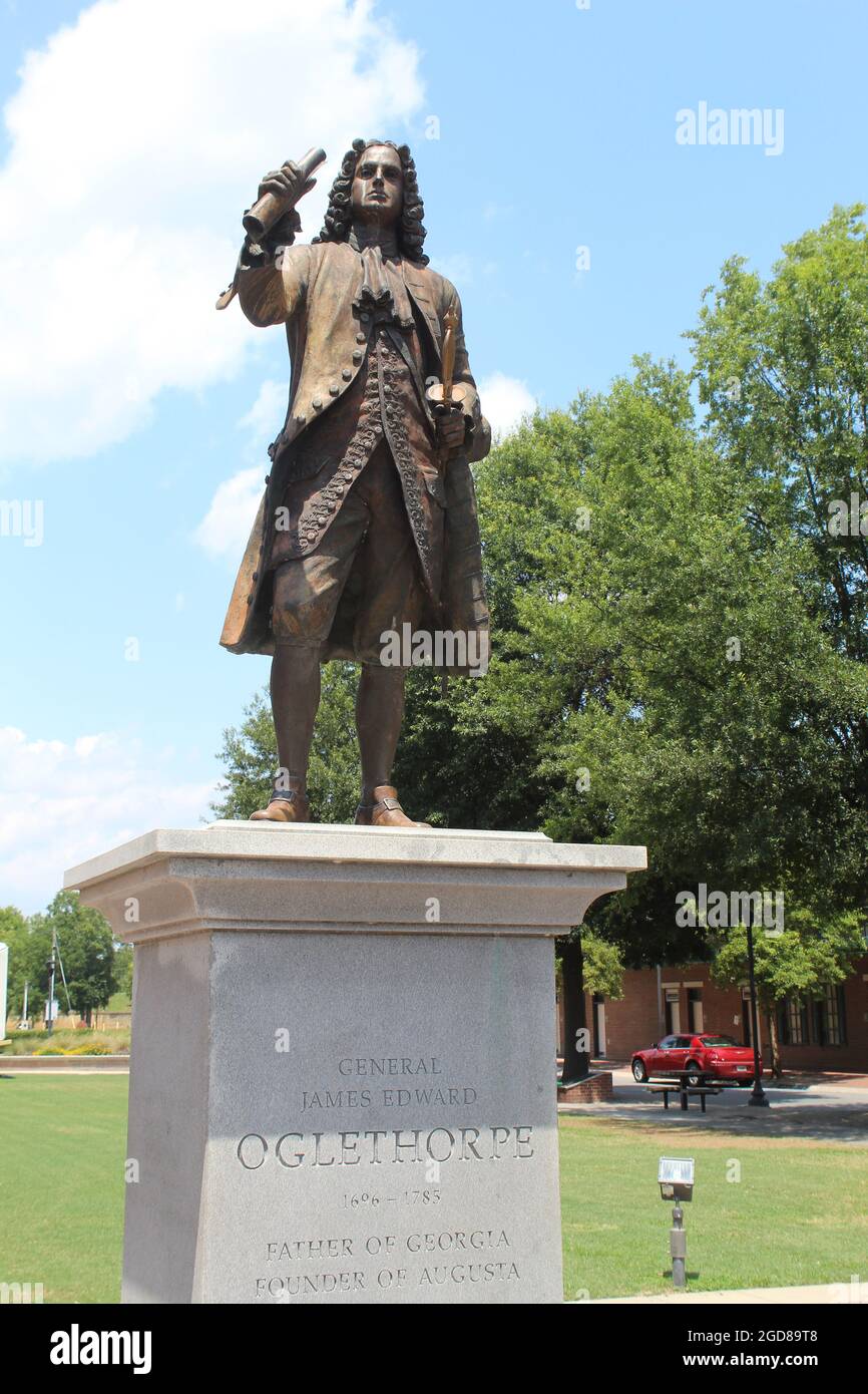 James Oglethorpe Statue in Augusta, Georgia Stockfoto James Oglethorpe Statue in Augusta, Georgia Stockfoto