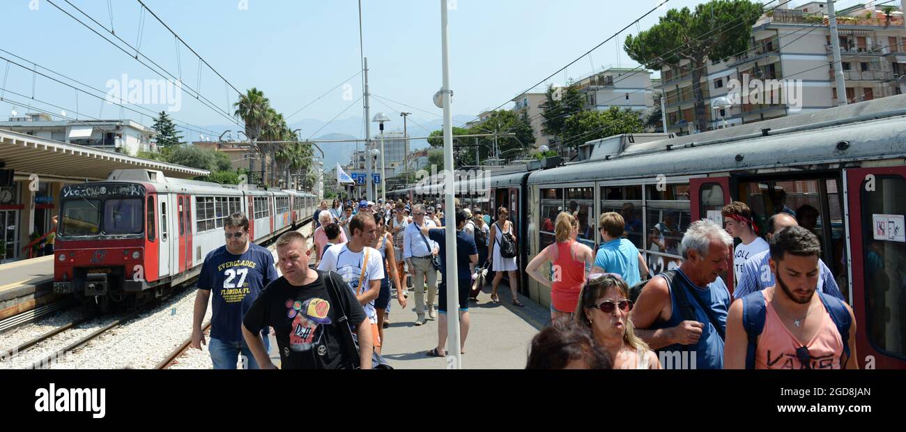 Bahnhof Circumvesuviana in Sorrento, Italien. Stockfoto