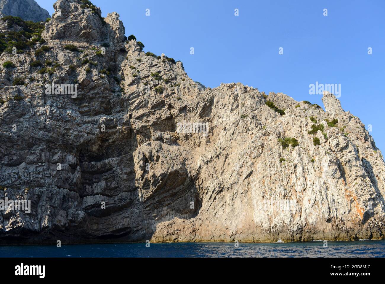 Bergige Landschaften von Capri, Italien. Stockfoto