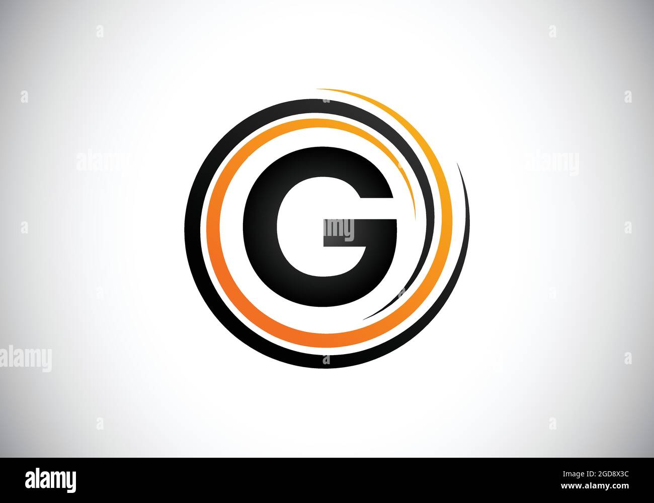 Anfängliches G-Monogramm-Alphabet in der Spirale. Logo mit Spiralform ...