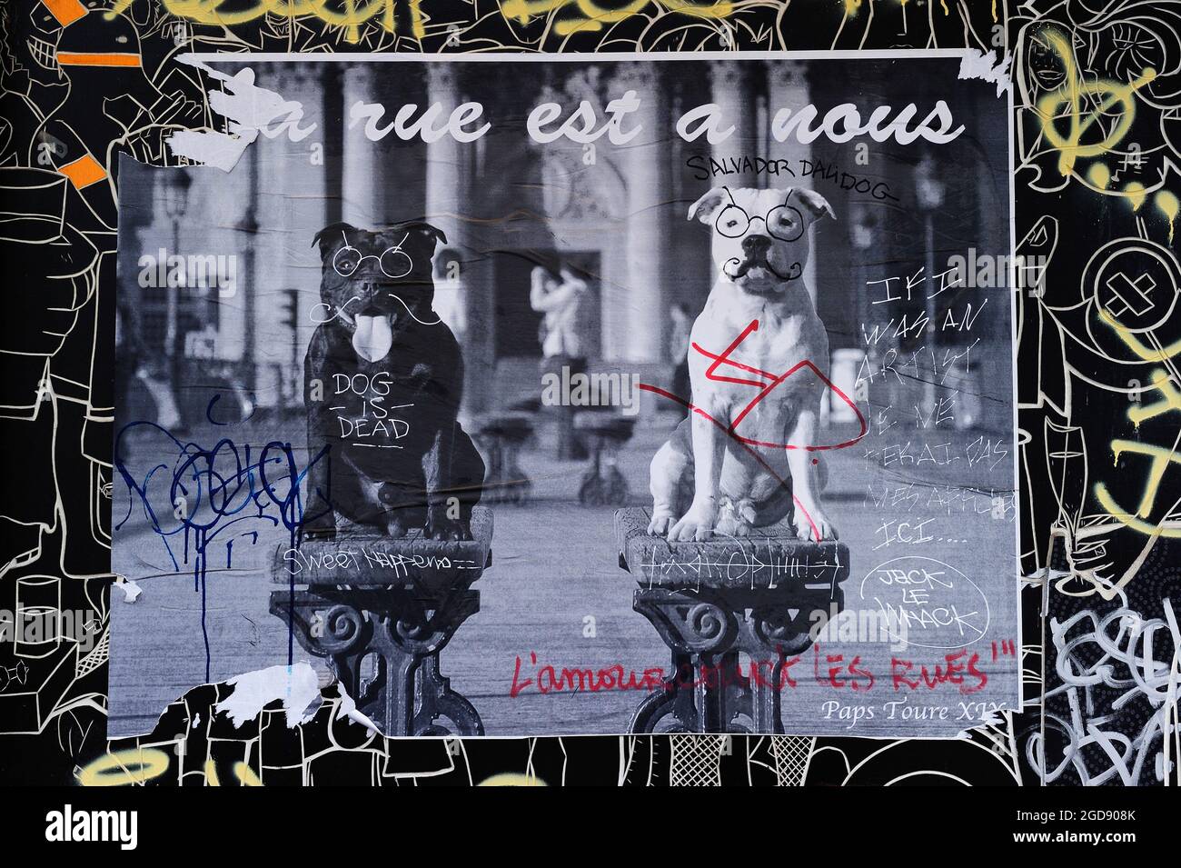 FRANKREICH, PARIS (75) 20. ARRONDISSEMENT, STREET ART IM CAFÉ AUX FOLIES IN DER RUE DE BELLEVILLE Stockfoto