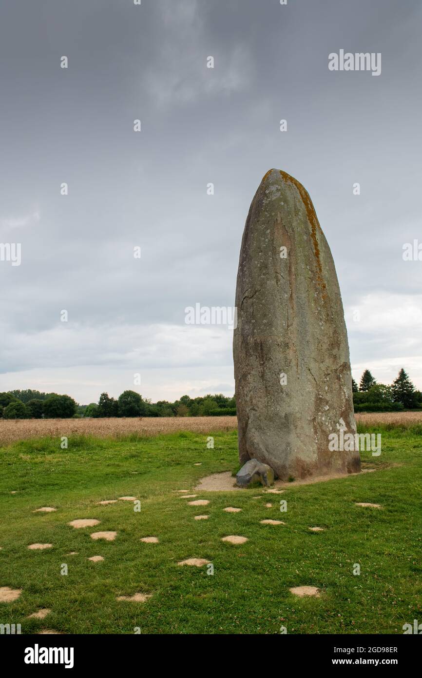 Le menhir du Champ Dolent, Frankreich, Ille-et-Vilaine Stockfoto