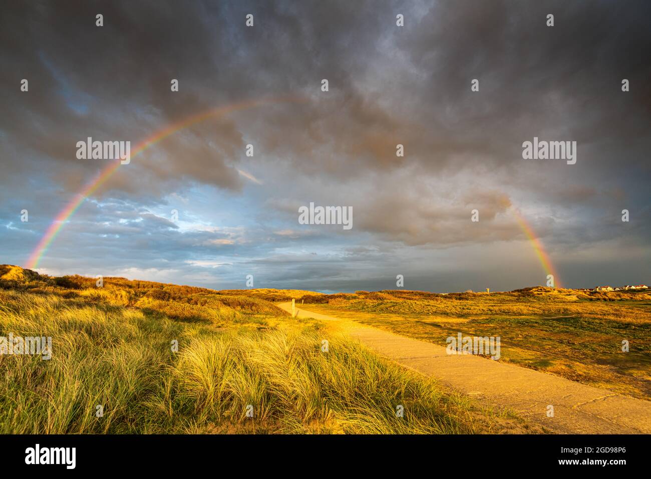 Arc en ciel sur les Dunes de la Slack, Frankreich, Côte d'opale Stockfoto