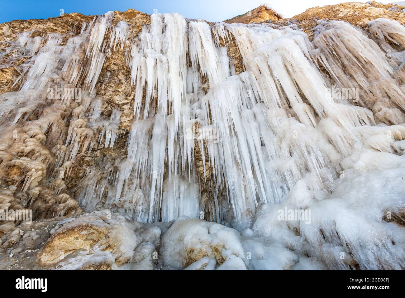 Le Cap Blanc-nez sous la glace, Frankreich, Côte d'opale, hiver Stockfoto