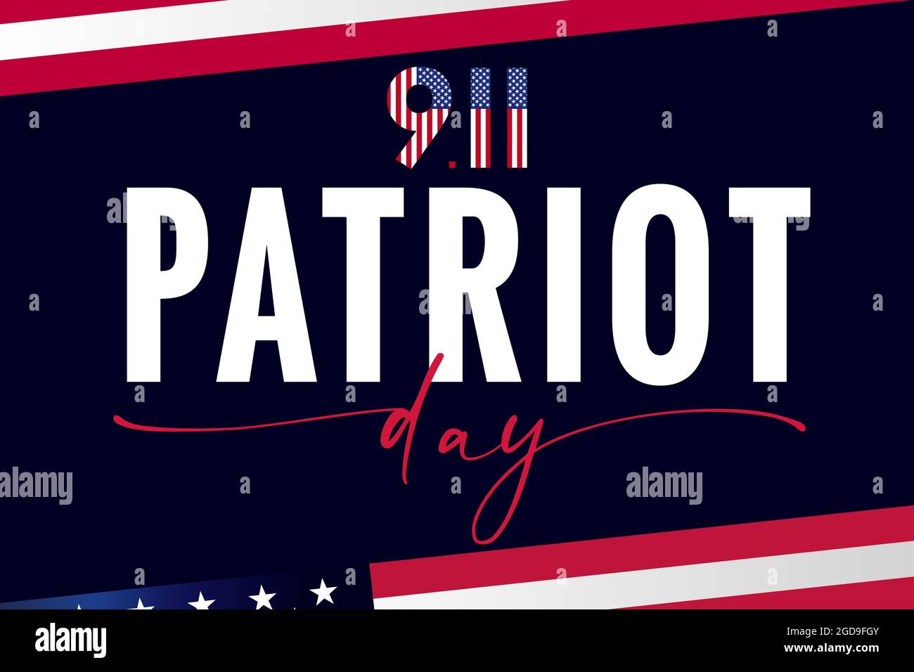 Patriot Day USA, We will Never Forget Lettering Poster. 9/11, National Day of Remembrance, United States Vector Typography Poster. 11. September 2001 Stock Vektor