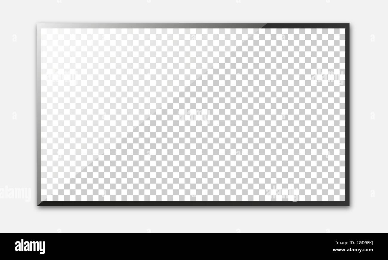 Realistischer Fernsehbildschirm. Modernes, elegantes lcd-Panel, LED-Typ. Leere TV-Vorlage. Vektorgrafik Stock Vektor