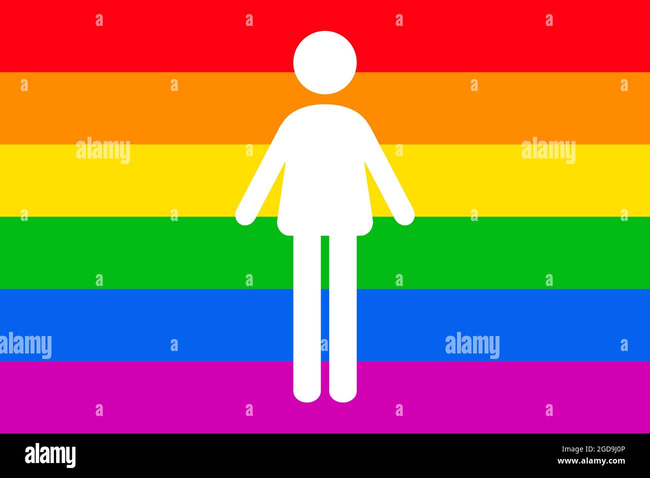 Menschliche Ikone isoliert auf Rainbow Gay Flagge Hintergrund. LGBTQ PRIDE Symboldarstellung Stock Vektor