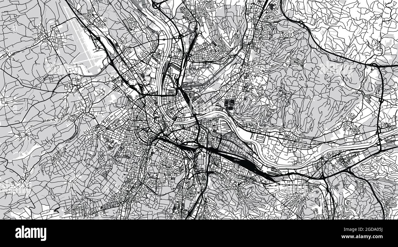 Städtischer Vektor Stadtplan von Basel, Schweiz, Europa Stock Vektor