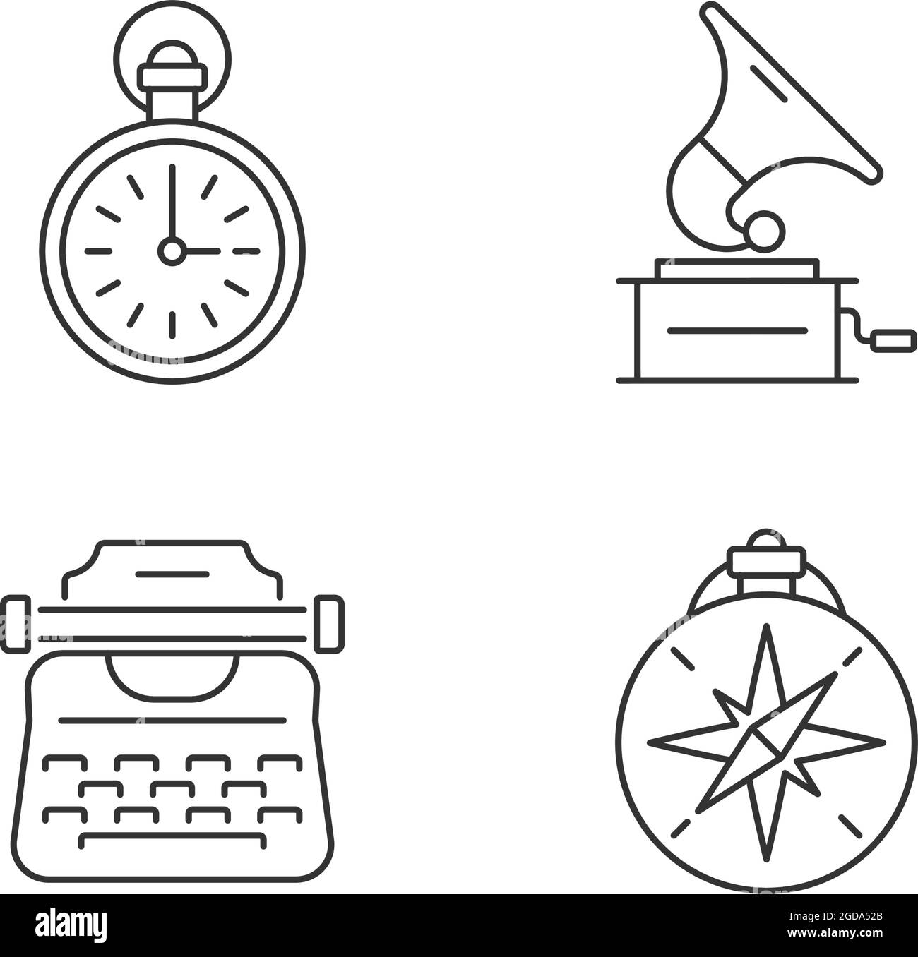 Altmodische Elemente lineare Symbole gesetzt Stock Vektor