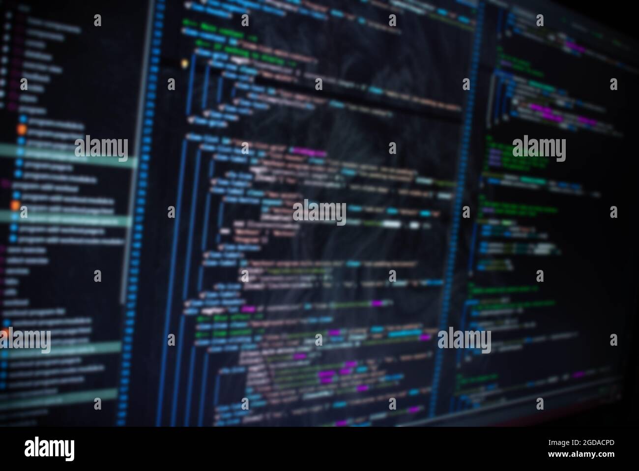 Code auf dem Bildschirm verschwommenes Hintergrundbild Stockfoto