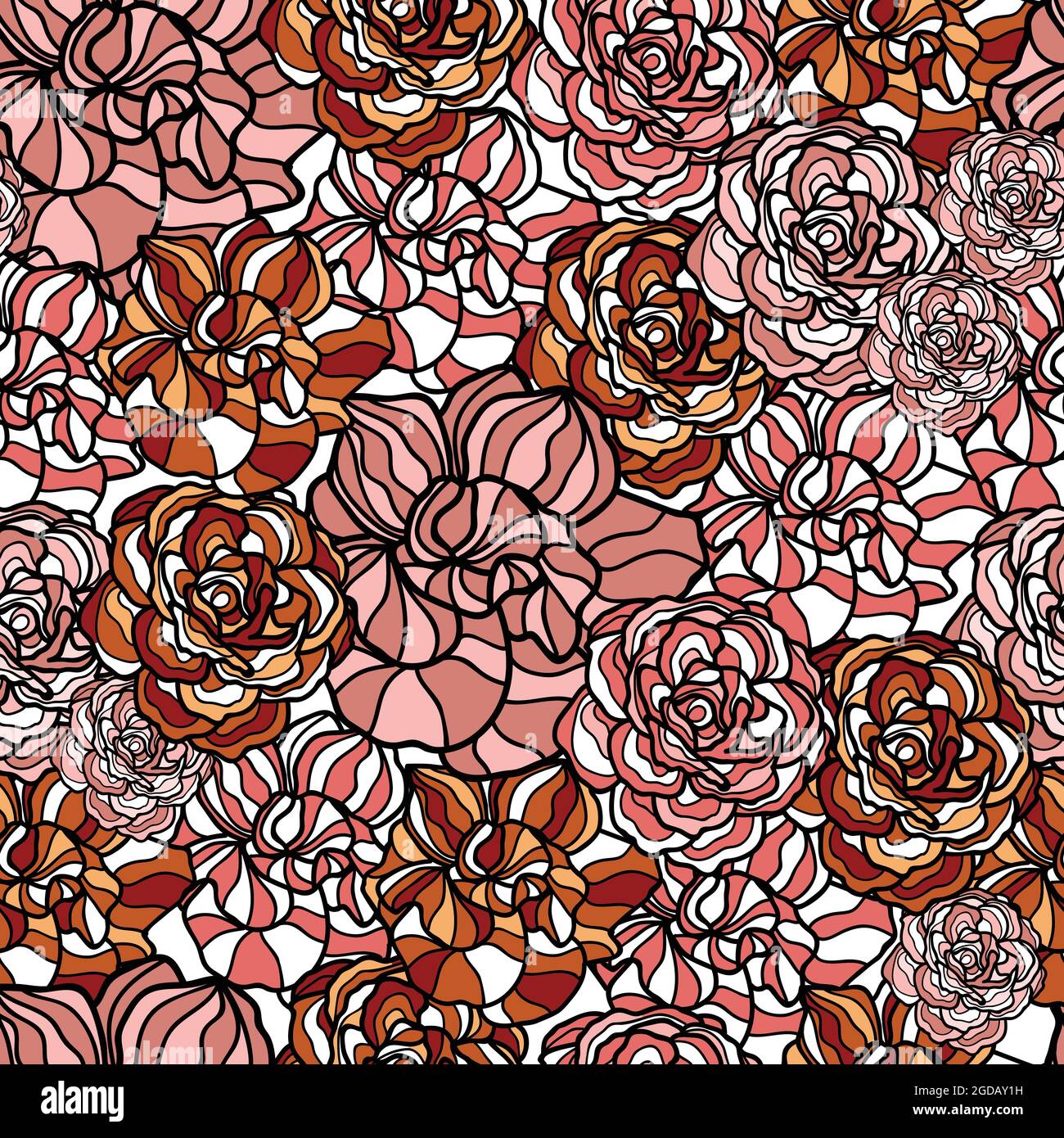 Muster mit Rosenblüten in Herbstfarben Stock Vektor