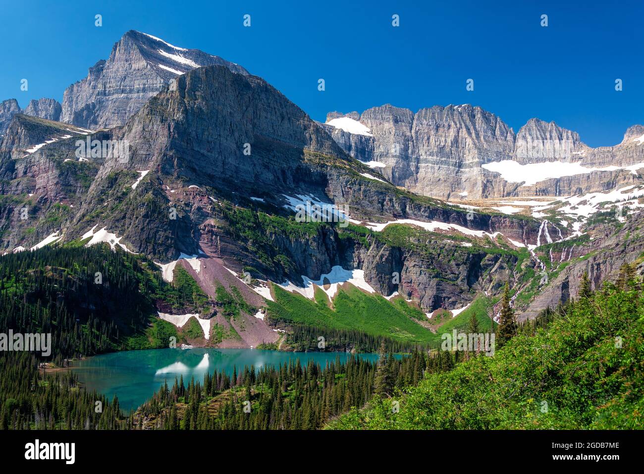 Atemberaubender Blick auf den Grinnell Lake im Glacier National Park Stockfoto