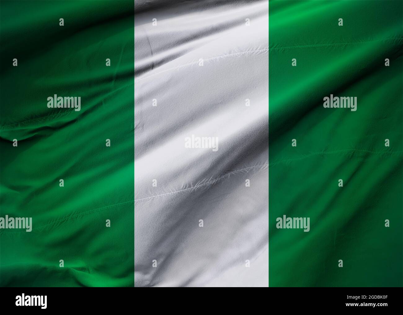 Flagge der Bundesrepublik Nigeria weht im Wind. Hintergrundtextur. Tegucigalpa. 3d-Illustration. 3d-Rendering. Stockfoto