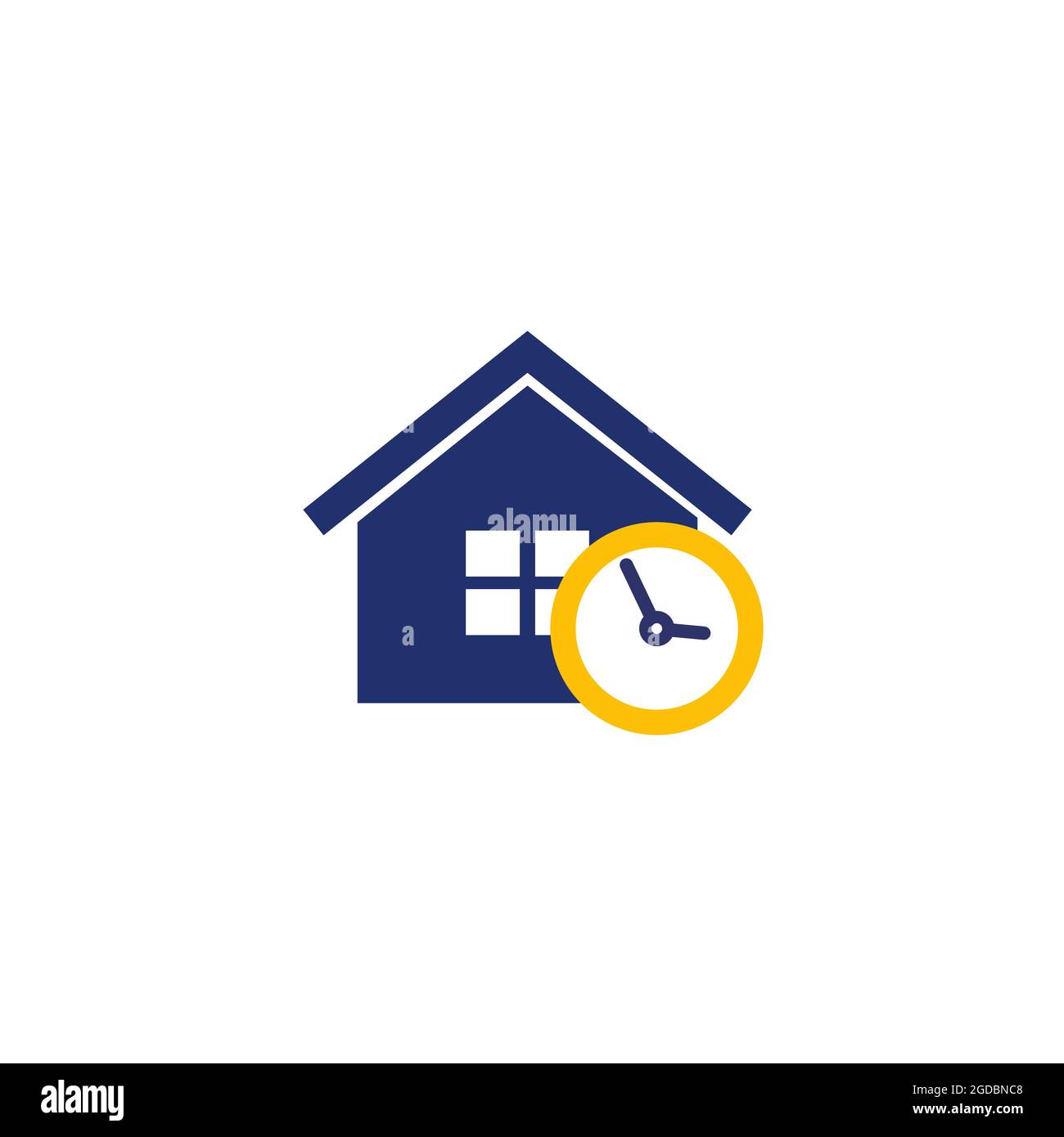 Haus und Zeit, Uhrensymbol Stock Vektor