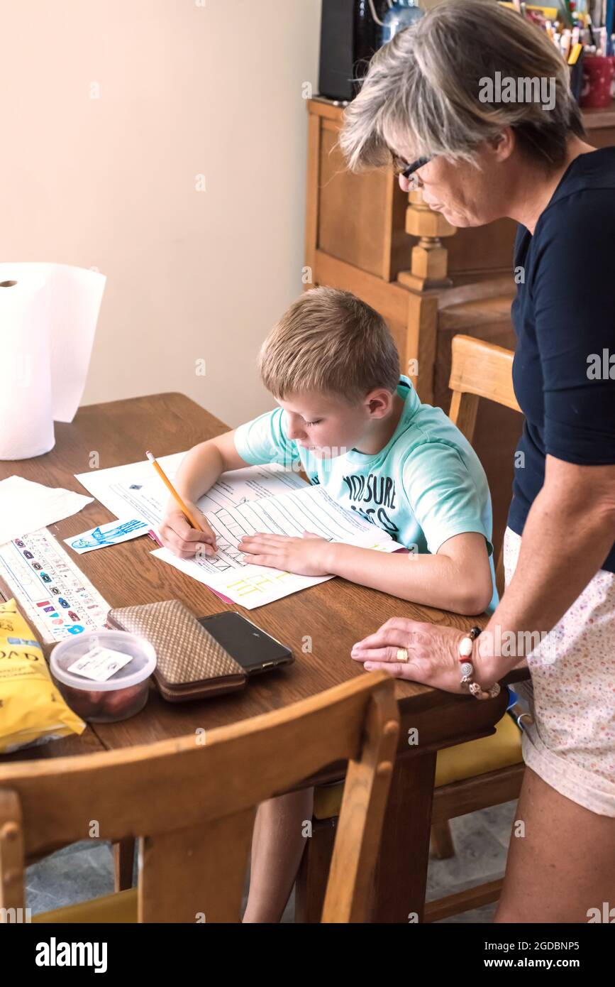 Heimunterricht während Covid-19 Stockfoto