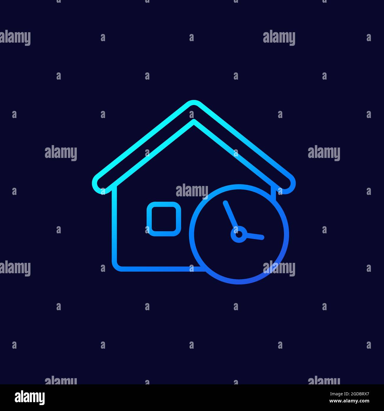 Lineares Symbol für Haus und Zeit Stock Vektor