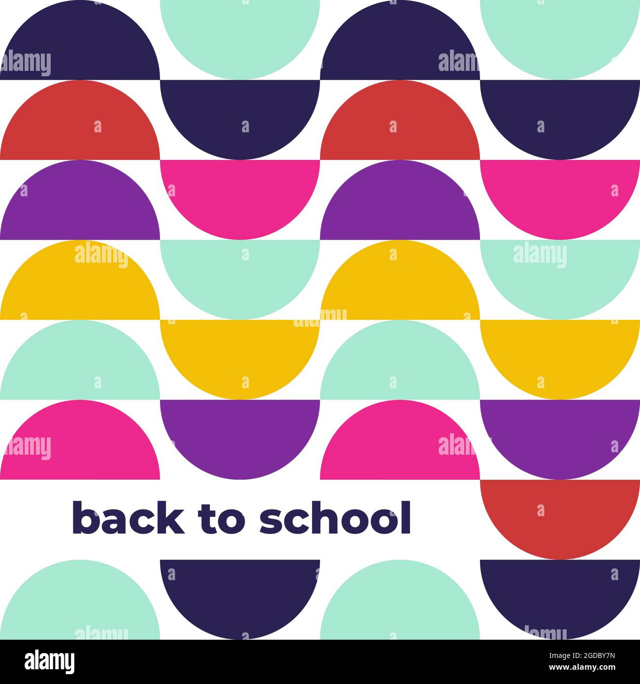Abstraktes geometrisches Muster. Mehrfarbige Halbkreise. Zurück zur Schule Banner. Vektorgrafik, flaches Design Stock Vektor