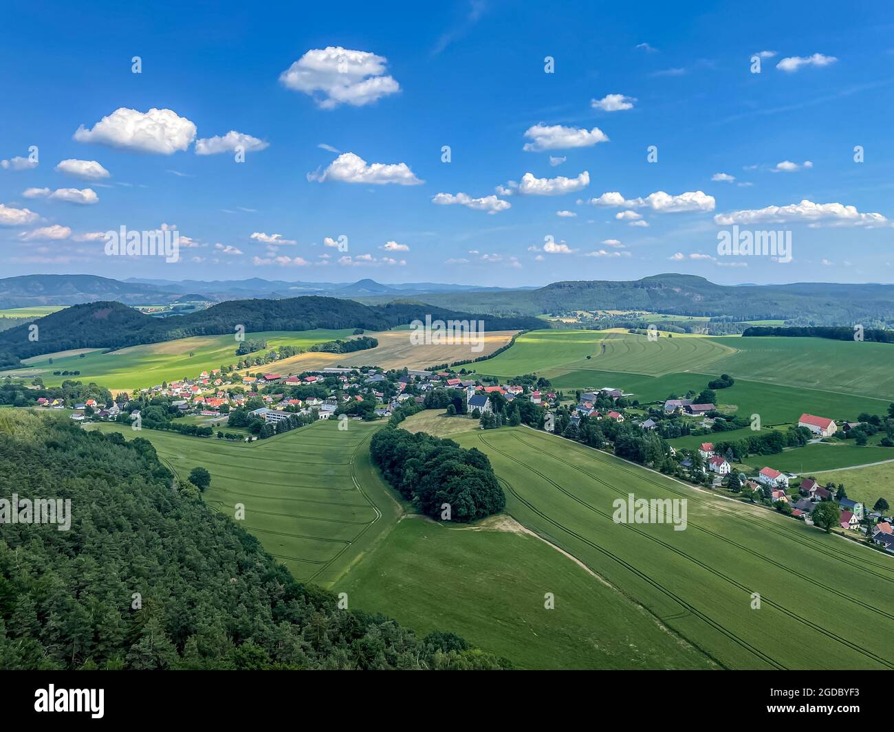 Blick über das Elbsandsteingebirge in Sachsen Stockfoto